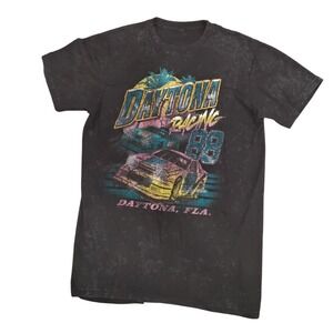 Daytona Racing 88‎ Graphic T-Shirt Mineral Wash Charcoal Retro Race Car Mens M